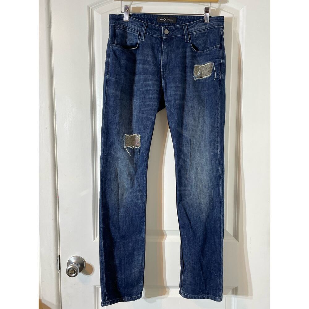 Brockenbow Jeans Size 27 Boyfriend Beaded Distressed Patched Grunge Festival